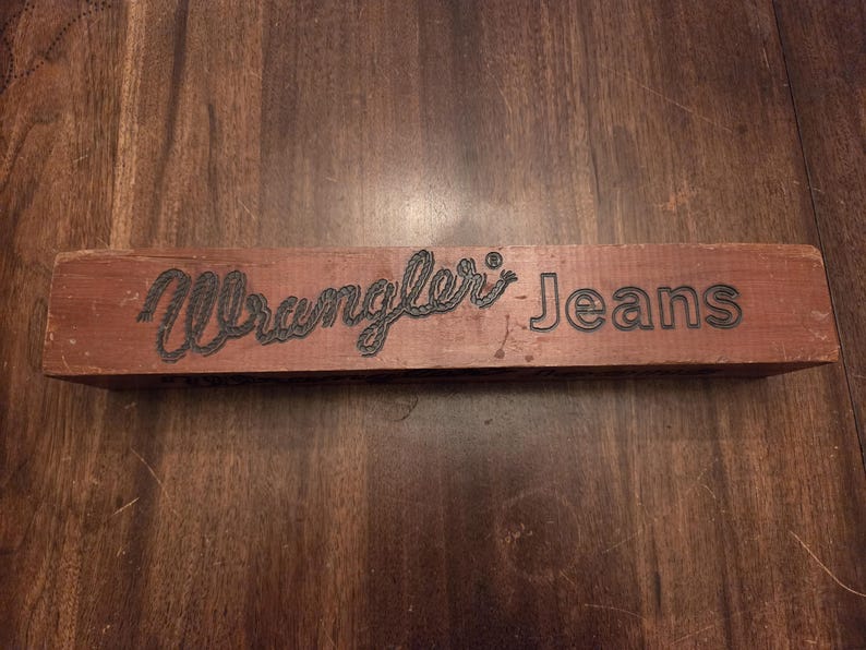 Vintage Wrangler Jeans Advertising Wood Block bild 5