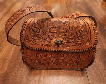 Vintage 60s/70s Western Tooled Leather Purse Personalized Hester