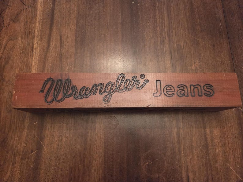Vintage Wrangler Jeans Advertising Wood Block bild 4