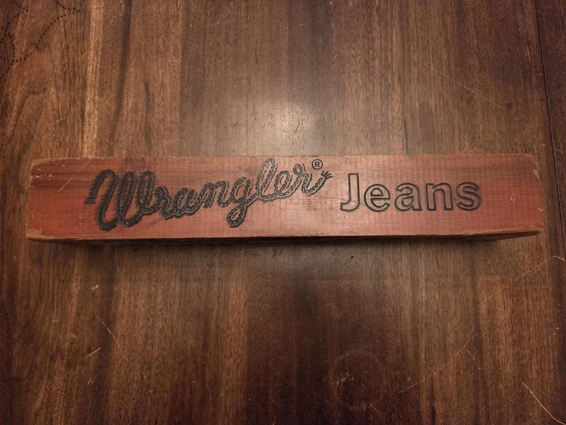 Vintage Wrangler Jeans Advertising Wood Block bild 2