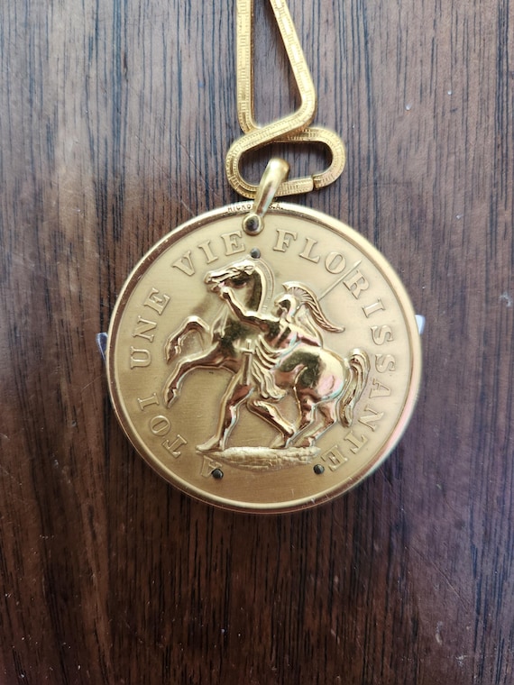 Vintage Hickock Cider Cutter Horse Pendant & Chain Gold Tone