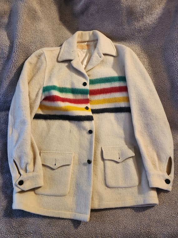 Vintage Hudson Bay All Wool Blanket Jacket 40s boho p… Gem