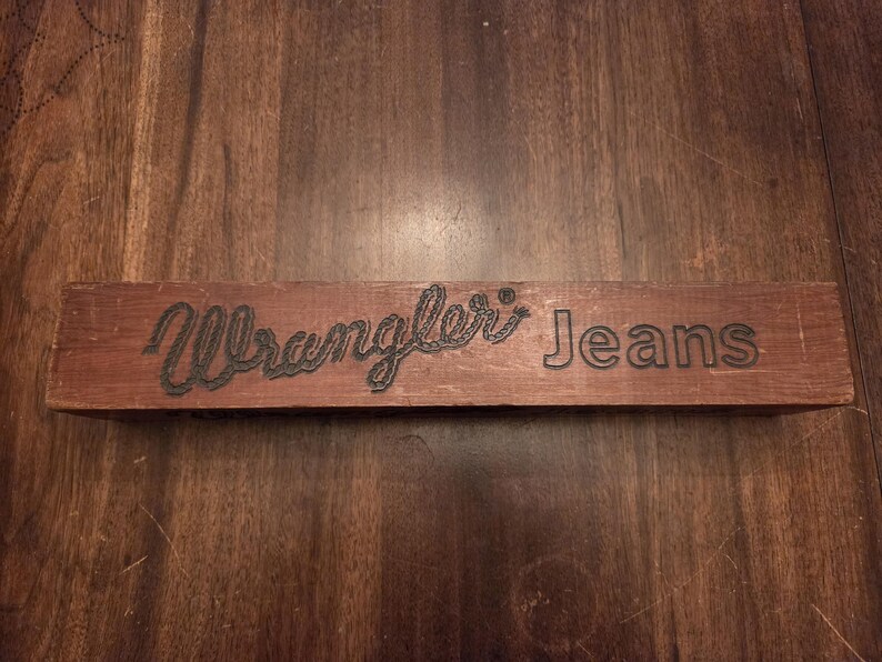 Vintage Wrangler Jeans Advertising Wood Block bild 3