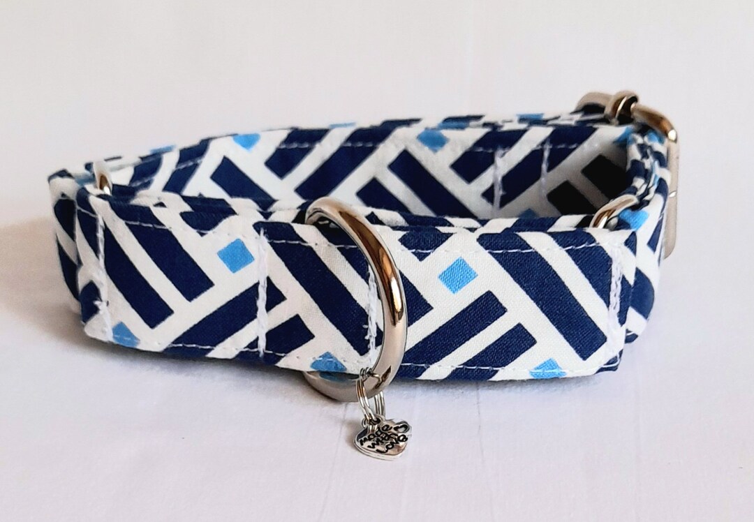 Navy Geometric Martingale Dog Collars Etsy