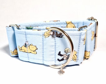 Winnie the pooh martingale dog collars blue