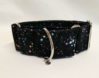 Speckled stardust Martingale dog collars in 3 sizes and 3 widths