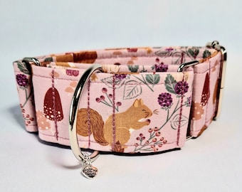 Colliers martingale écureuil roux pour chien en mauve clair.