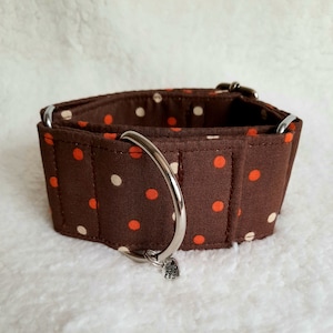 Brown Polka Dot Martingale Dog Collars