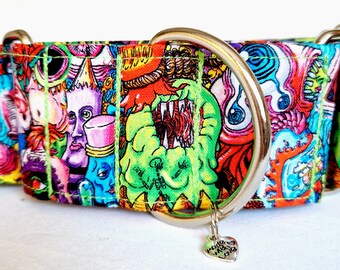Spacey Spooks Martingale Dog Collar: