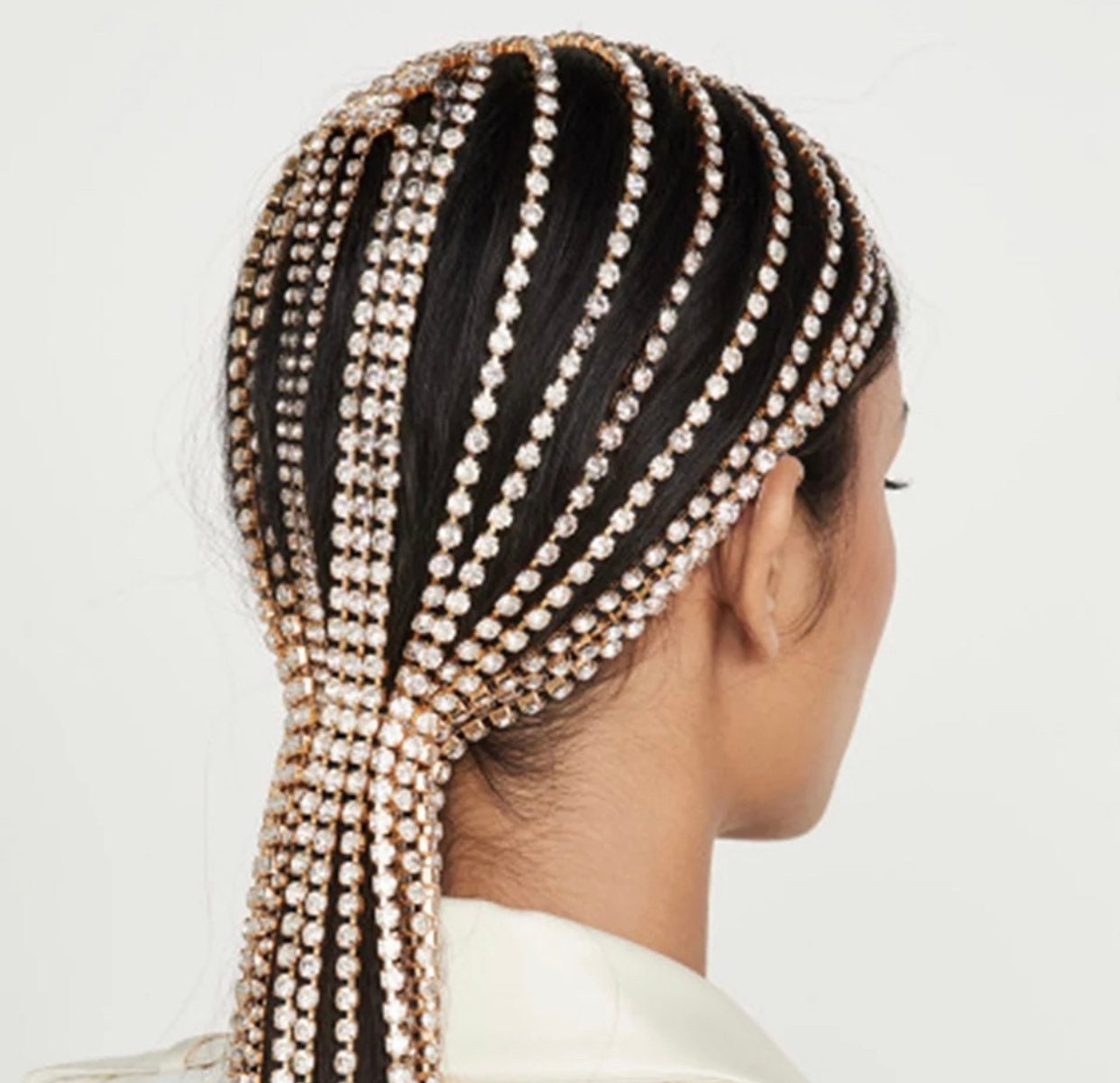 Gold Rhinestone Long Hair Tassel Etsy