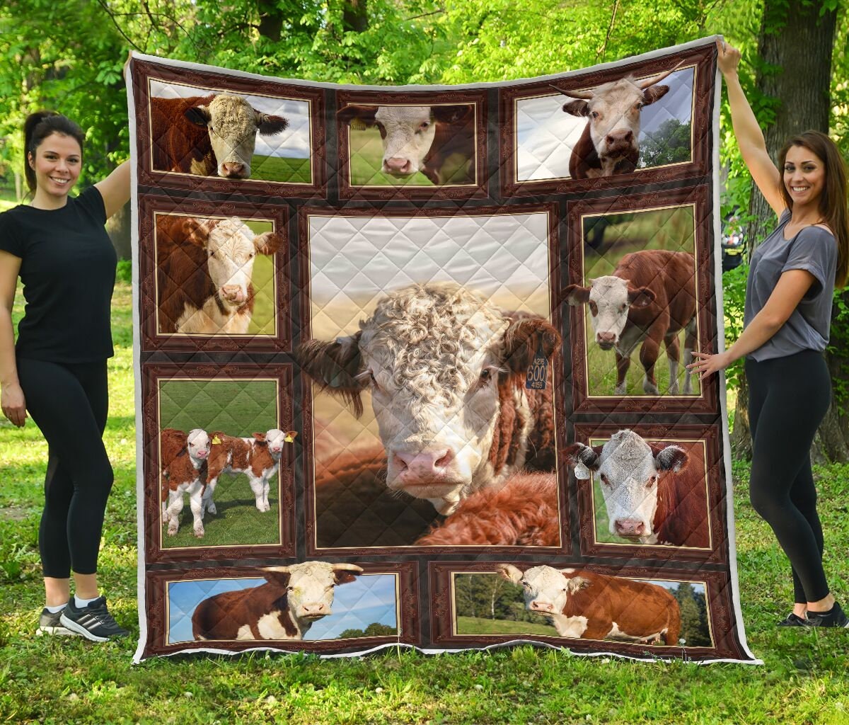 3d Hereford Cow Quilt Love Cow Quilt Blanket Perfect Gifts Etsy
