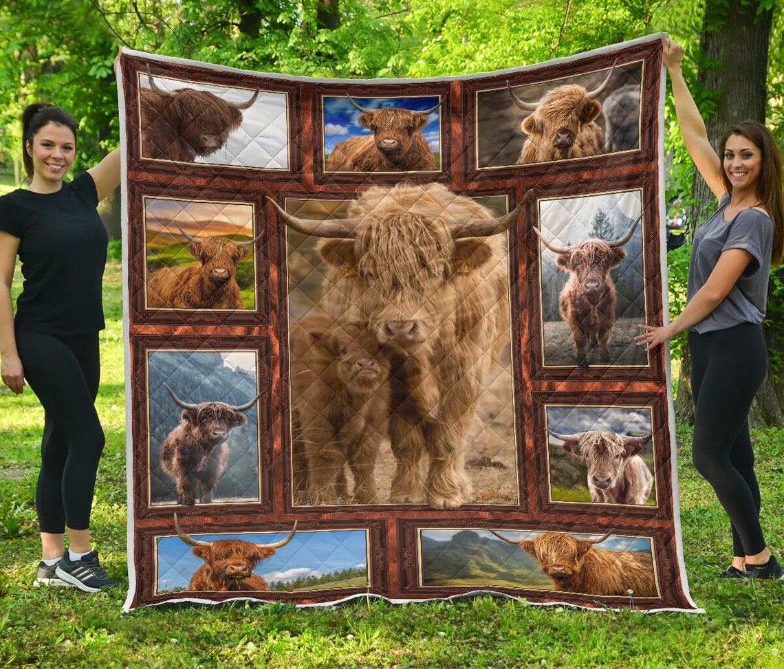 3d Highland Cow Quilt Love Cow Quilt Blanket Perfect Gifts Etsy