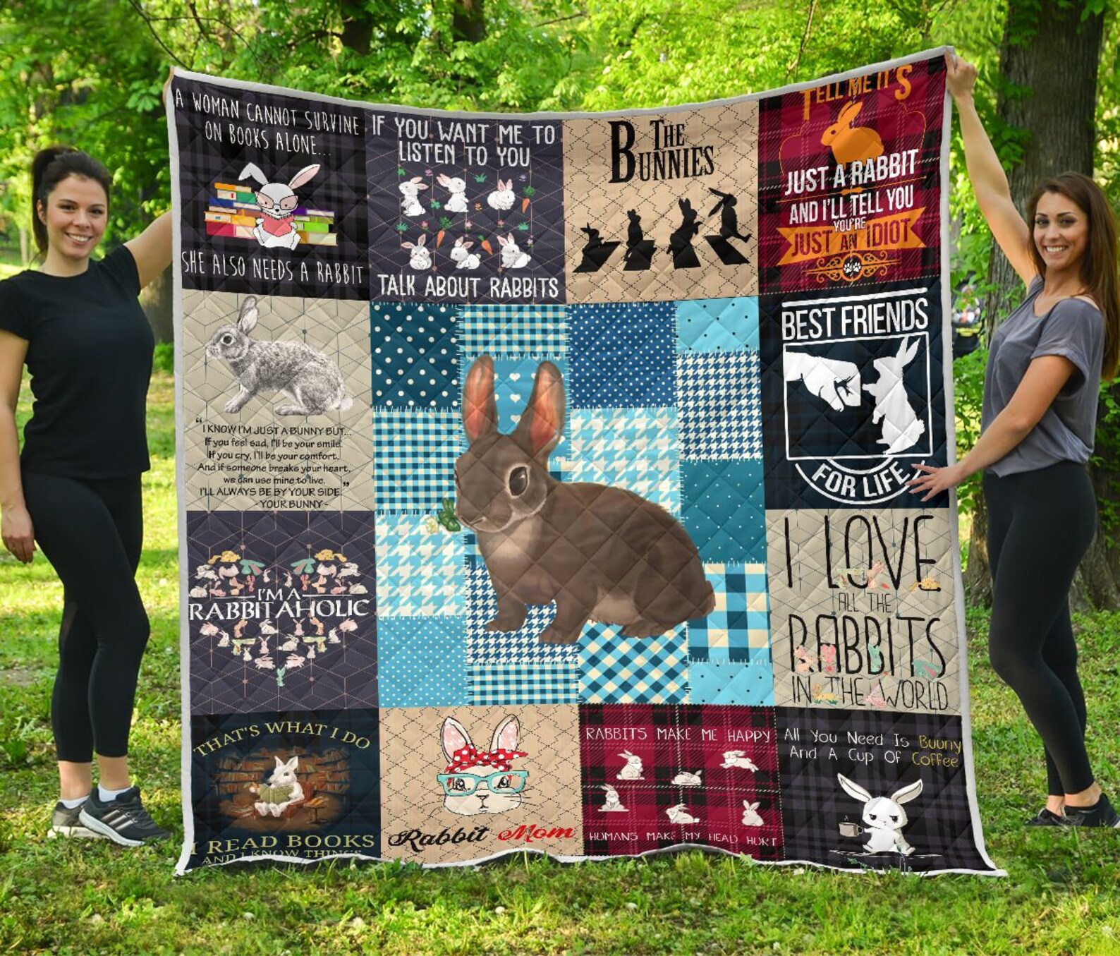 Rabbit Quilt Rabbit Quilt Blanket Gift For Rabbit Lovers Etsy