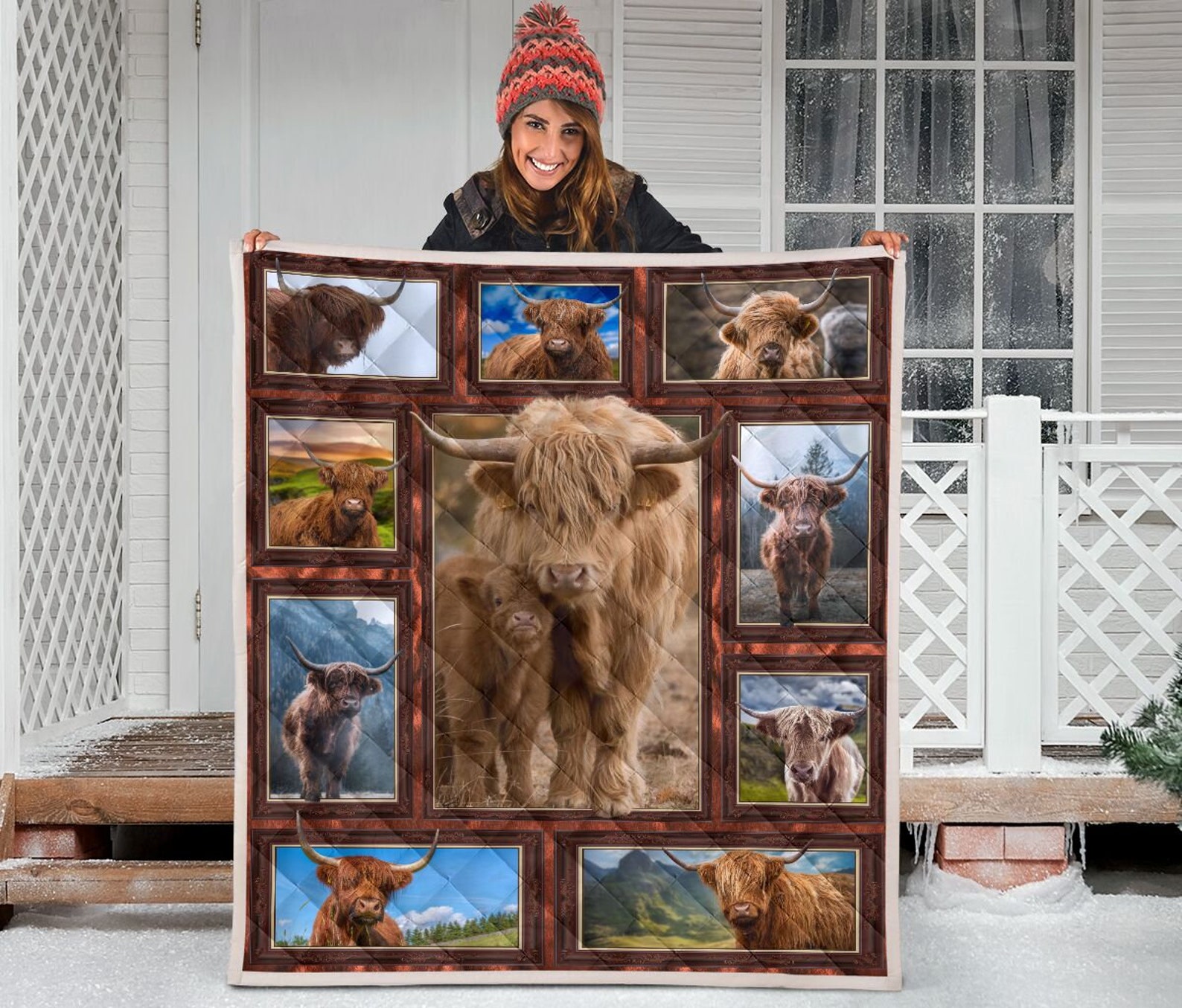 3d Highland Cow Quilt Love Cow Quilt Blanket Perfect Gifts Etsy