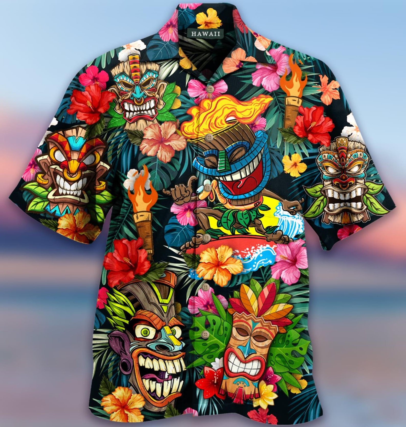 Funny Aloha Tiki Tiki Awesome Unisex Hawaiian Shirt Hawaii Etsy