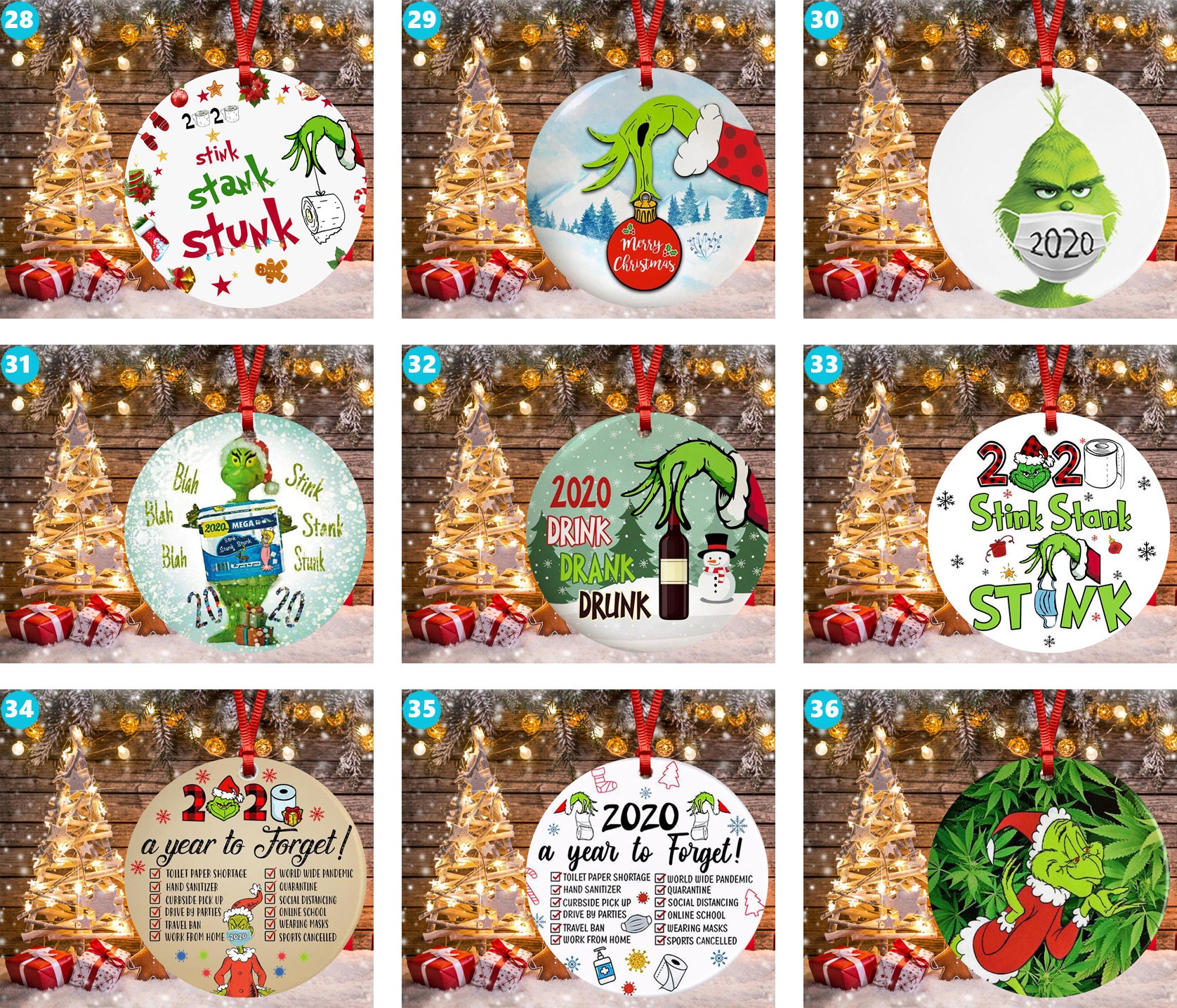 Así lindo divertido Grinch 2020 Feliz Navidad ornamento Etsy