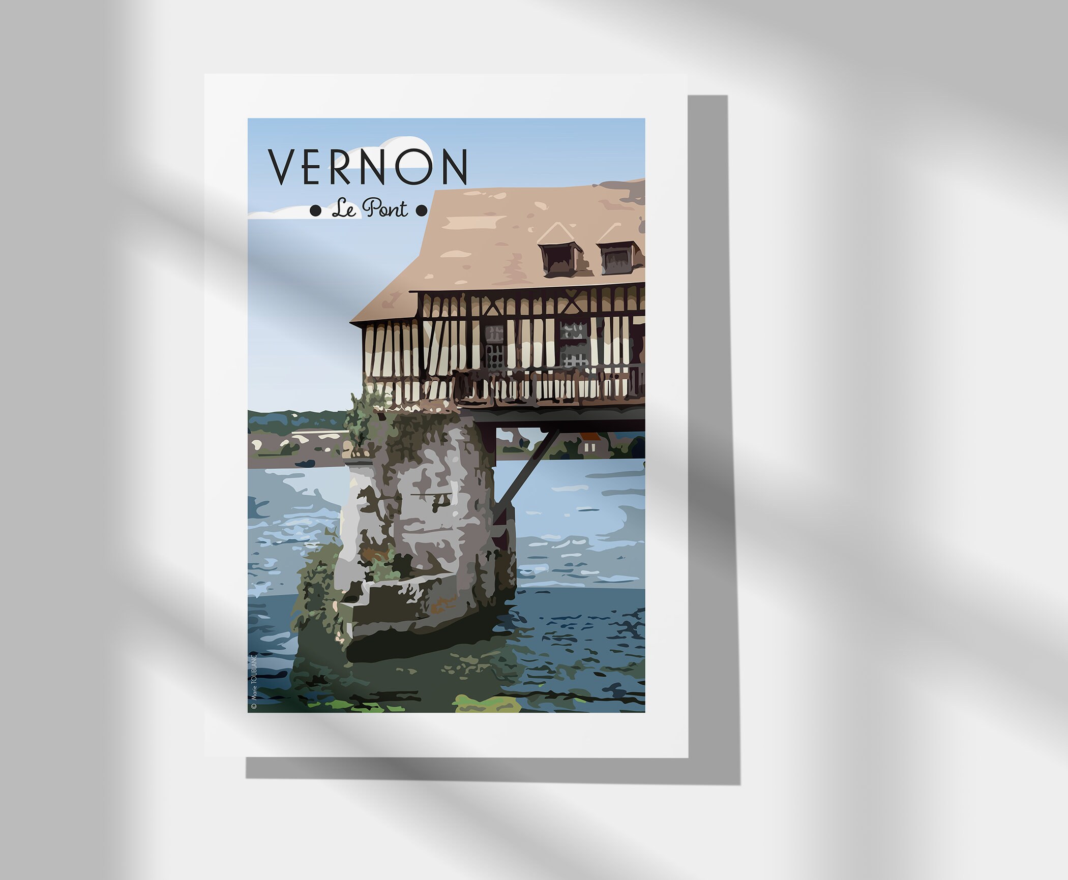 Affiche Vintage - Vernon Pont Deco/Poster Vintage Art Mural Print Paysage Phare