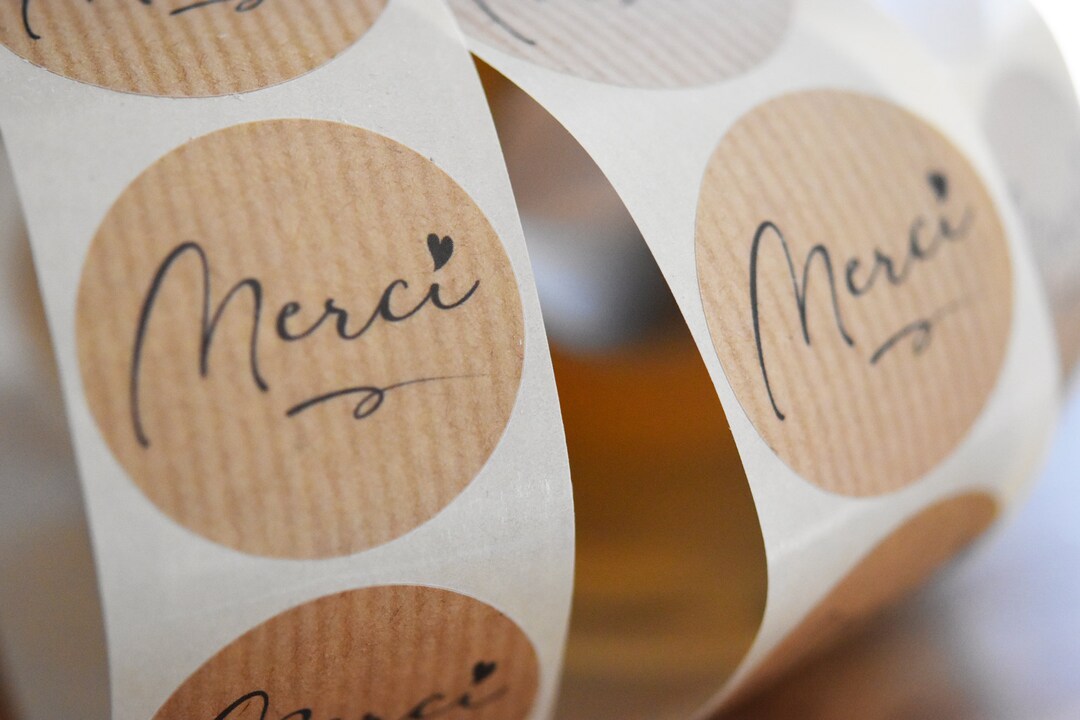 Stickers Thank You Kraft Underlined Self-adhesive Label - Etsy