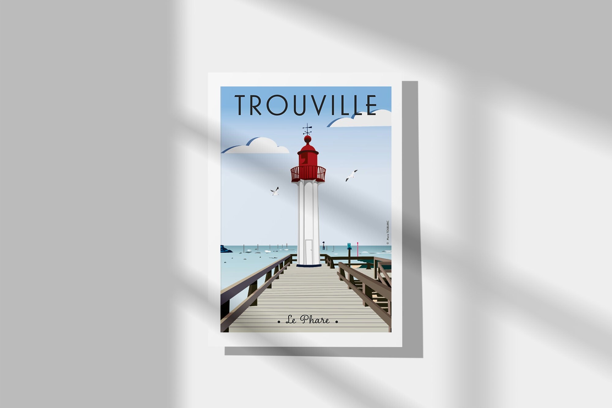 Affiche Vintage - Trouville Phare Deco/Poster Vintage Art Mural Print Paysage Phare