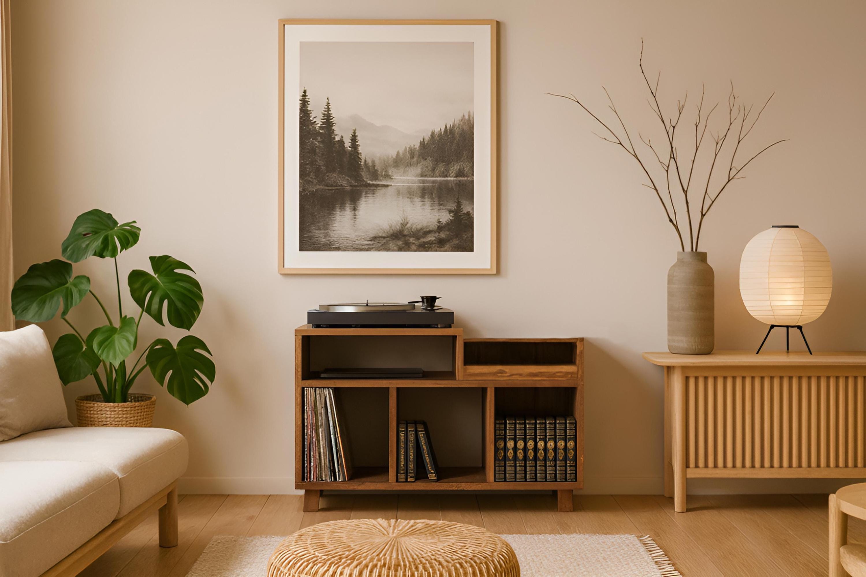 Meuble Hi-Fi Artisanal - De Rangement En Bois Massif Bibliothèque Vinyles Et Livres