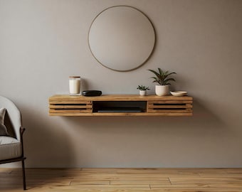 Floating wall console made from recycled wood | Handmade entryway furniture | Minimalist design console | Eco-friendly Scandinavian decor