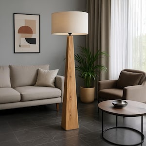 Recycled Solid Wood Floor Lamp – Scandinavian Design Lighting – Handmade in France