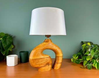 Recycled wood table lamp | bedside lamp | natural decorative solid wood light fixture | STOMA