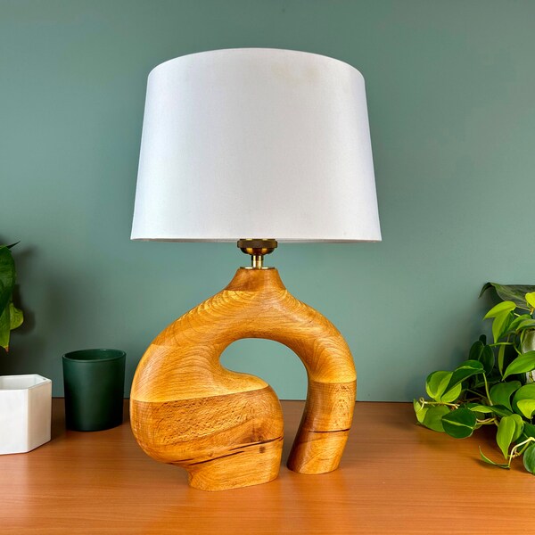 Recycled wood table lamp | bedside lamp | natural decorative solid wood light fixture | STOMA