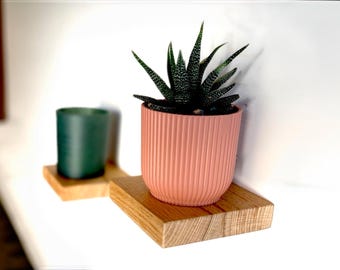 Recycled Solid Wood Floating Shelf, Wall Mounted Plant Stand, Minimalist Home Decor, Handmade