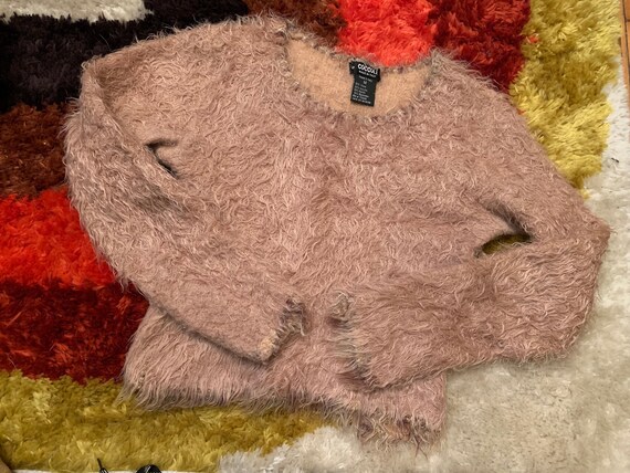 tan fuzzy sweater