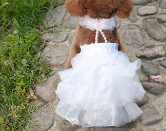 Dog bridesmaid formal dress in roses and sparkle tulle XXS-L