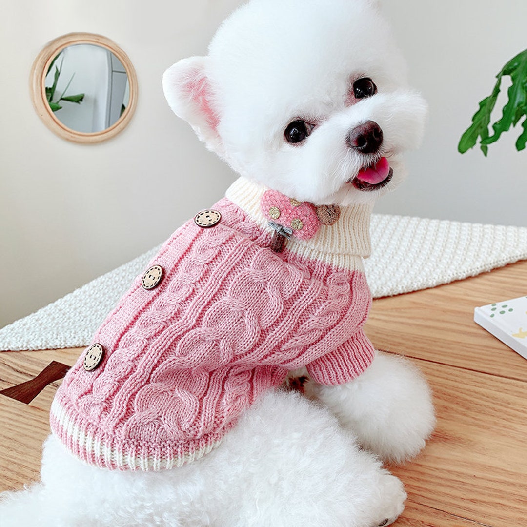 Dog Sweater Cable Knit Turtleneck Dog Sweaters for Cats and Small Dog