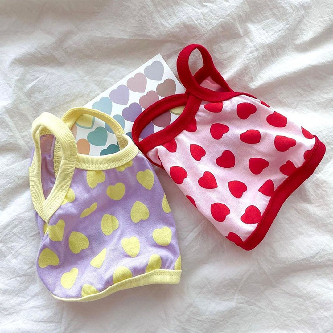 Small Dog Cami Top Puppy Clothes Pet Tops Cat Clothes Love Hearts Girl