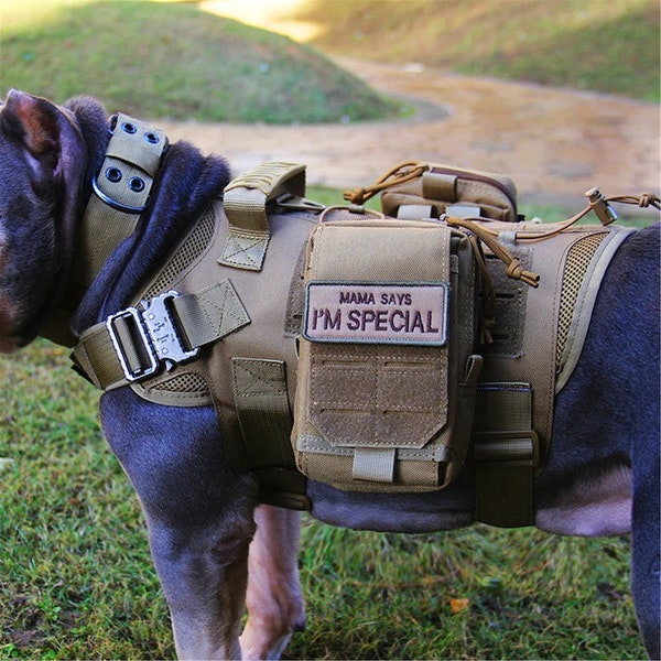 Tactical Dog Harness No Pull with Pouch Military Dog Harness Tactical Dog Vest with Molle & Sturdy Handle Military Dog Harness for Training