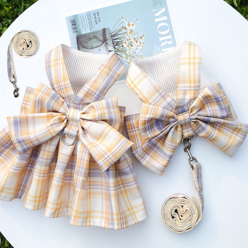 Pet Harness Dress or Vest With Leash Cute Dog Clothes Puppy Etsy