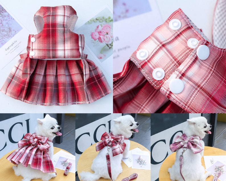 Pet Harness Dress or Vest With Leash Cute Dog Clothes Puppy Etsy