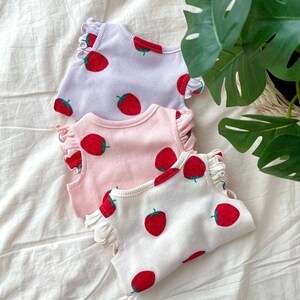 Strawberry Ruffle Sleeve Dog Clothes Puppy Clothes Cat Clothes Small Dog Clothes Pet Clothes Cute Dog Clothes Maltese Cat & Dog Lover Gifts