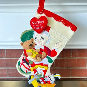 18&quot;- Merry Stockings- North Pole Nurse Finished Stocking