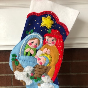 20% OFF SALE:  15"- Silent Night Finished Stocking