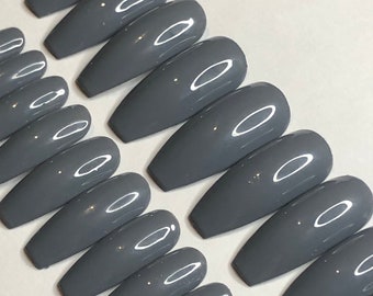 Dark Grey Nails Etsy Dark Grey Nails Etsy