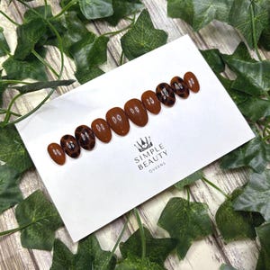 Size Medium | Short Round | Ready To Ship | Brown Animal Nails | Handmade Press On Nails | Glue On Manicure | 10 Piece Set |