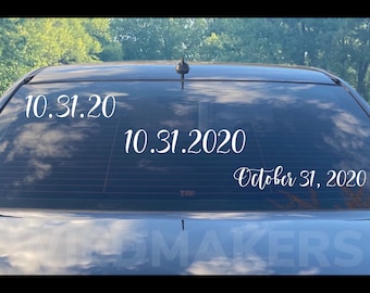 Date Decal, Personalized Wedding Decal For Car, Removable Car Decal, DIY Wedding Decor, Car Sign, Wedding Gift For Newlyweds, F1