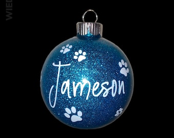 Personalized Ornaments, Custom Glitter Ornament, Paw Prints Ornament, Christmas Ornaments for Pets, Cats, Dogs, Ball Ornaments,
