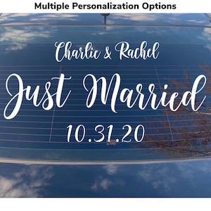 Just Married Removable Car Decal, Custom Just Married Car Sticker, Wedding Decal For Car, Personalized Wedding Decor, Car Sign, F1