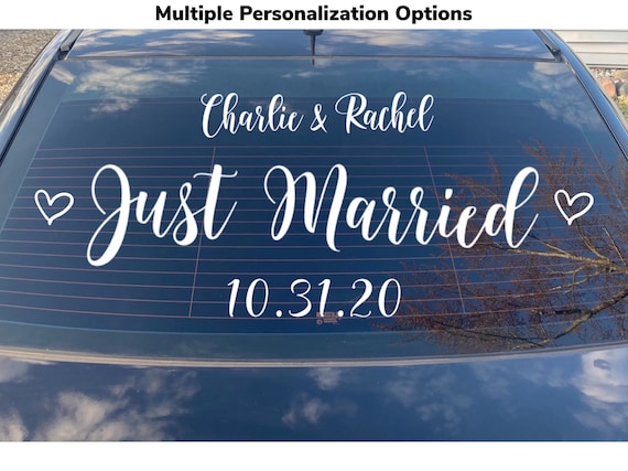 Just Married Personalised Sticker custom wedding car window sticker decal 