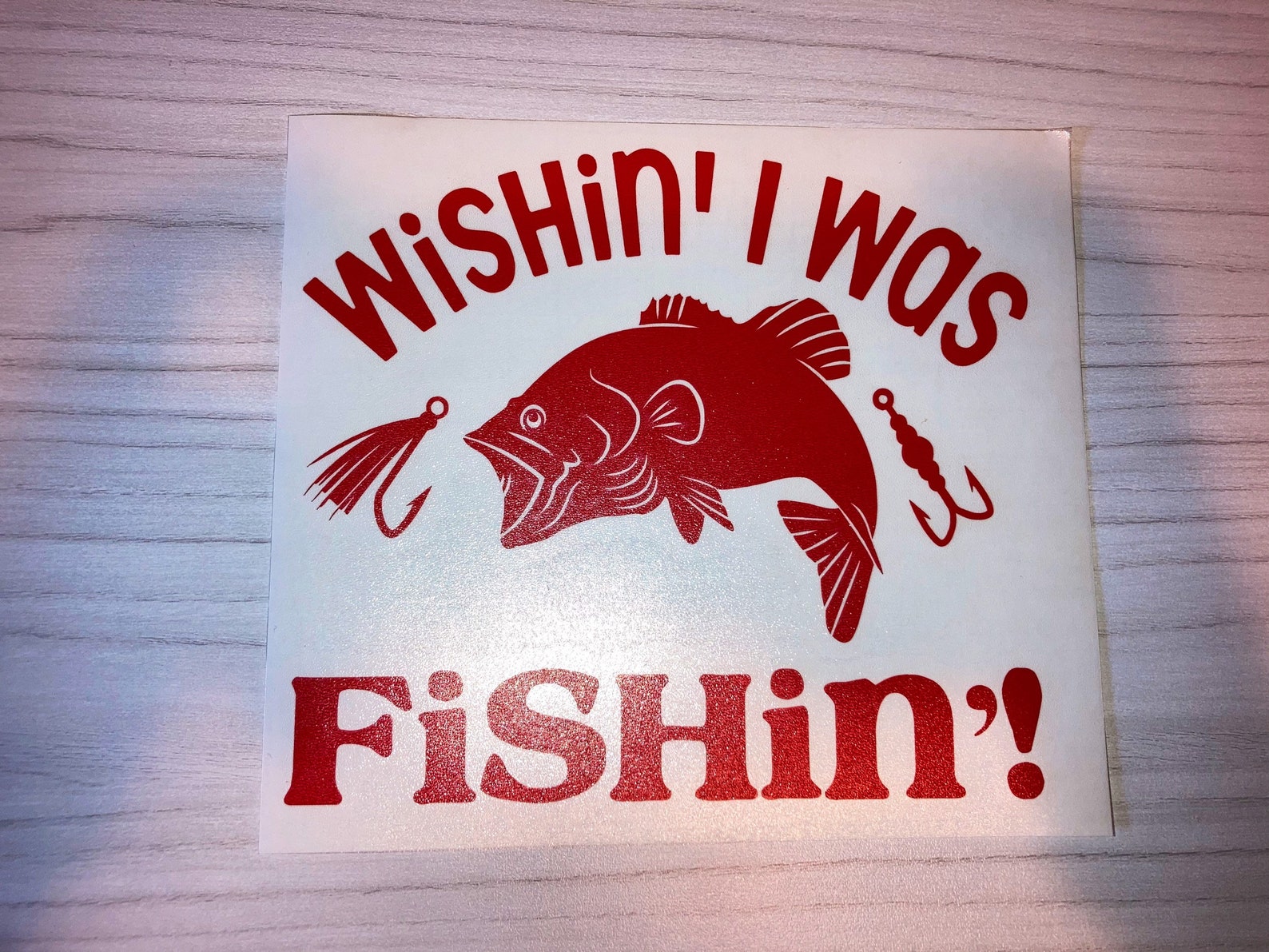 "Just Wishin' I Was Fishin'" Humor Fishing License Plate Frame - Novelty Car Accessory