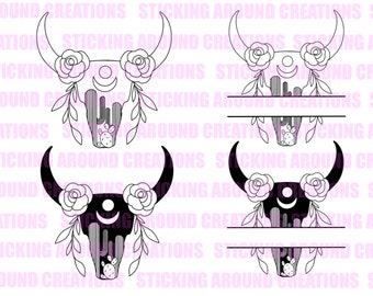 Cow Skull Svg: Western Boho Decor, Floral Design (Digital Download)