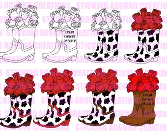 Cowboy Boots With Flowers SVG: Western Clipart (Digital Download)
