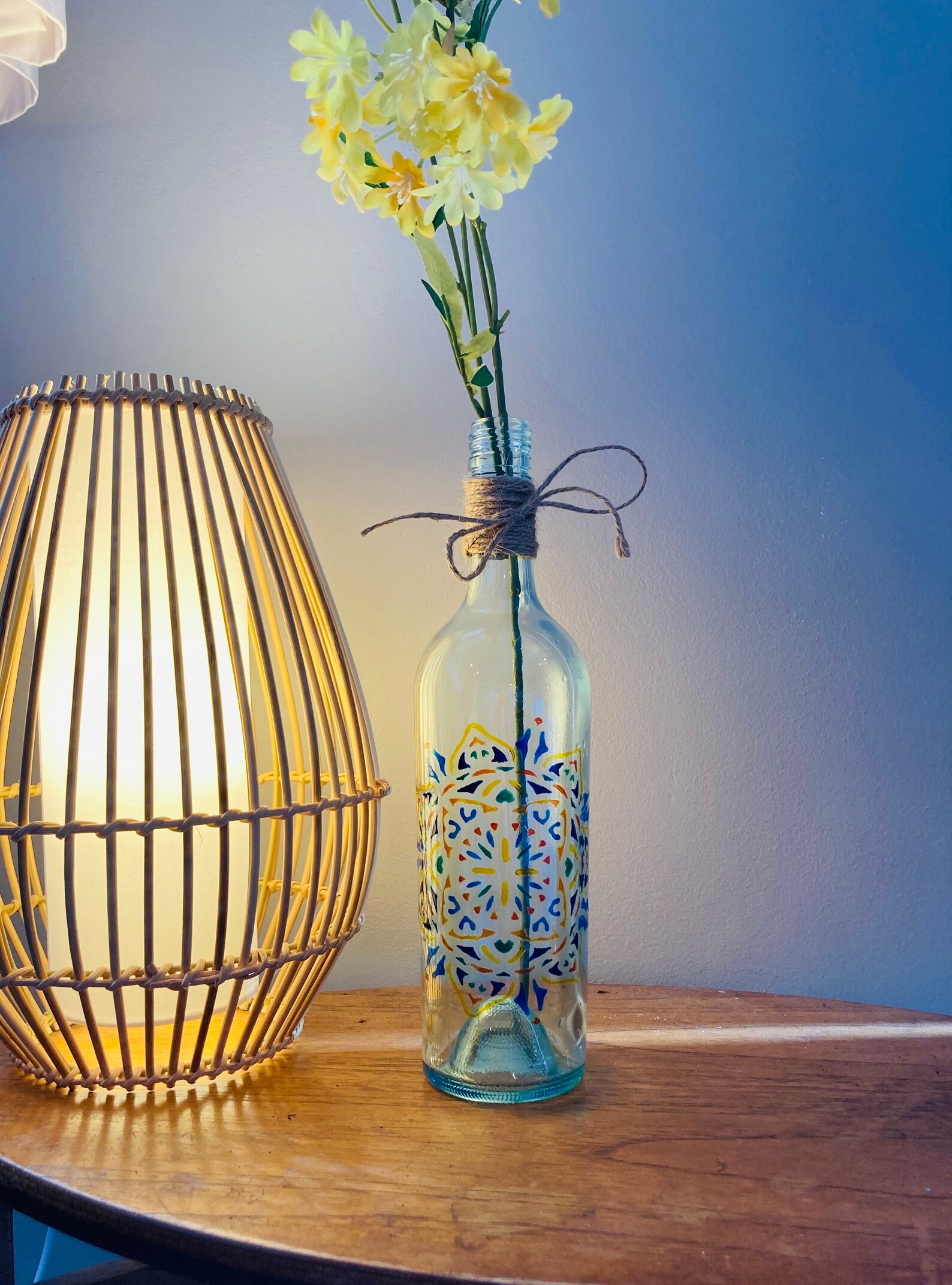 HandPainted Wine Bottle Lamp with LEDs Etsy