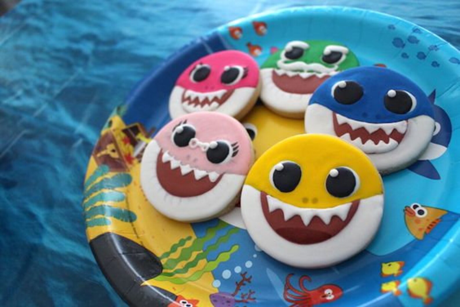 Baby shark sugar cookies decorated sugar cookies kids Etsy